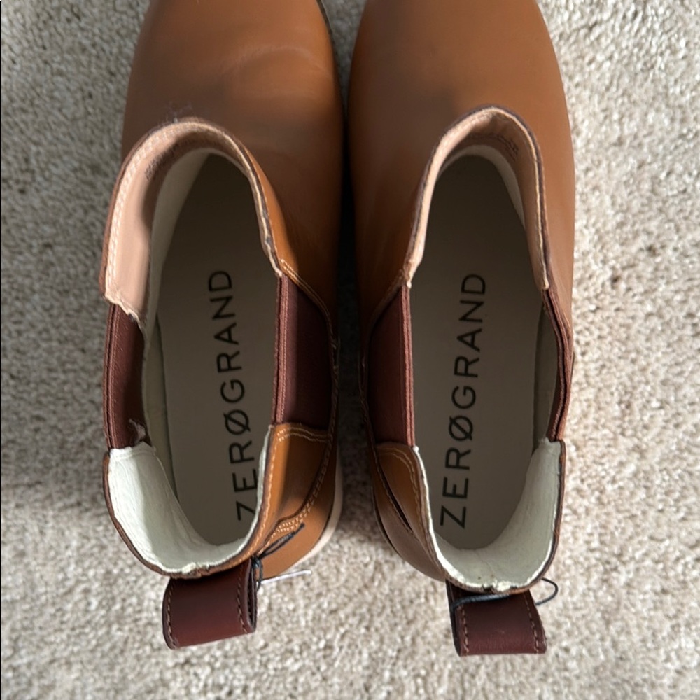 Cole Haan Zerogrand Brown Leather Chelsea Wedge Boots - Picture 5 of 5